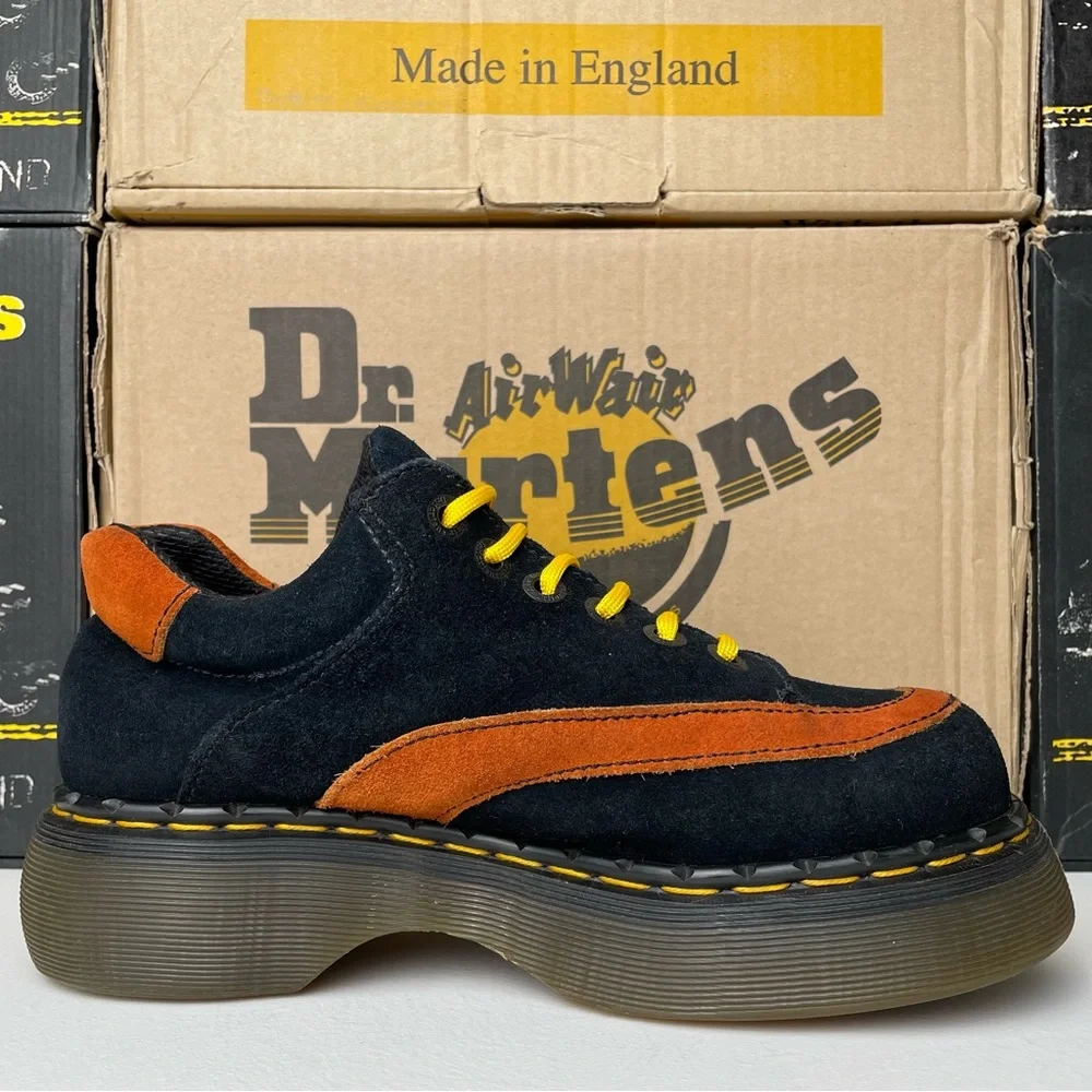 Vintage Dr. Martens MIE Blue Orange Stripe Chunky Oxfords Shoes UK 6 - Picture 5 of 16